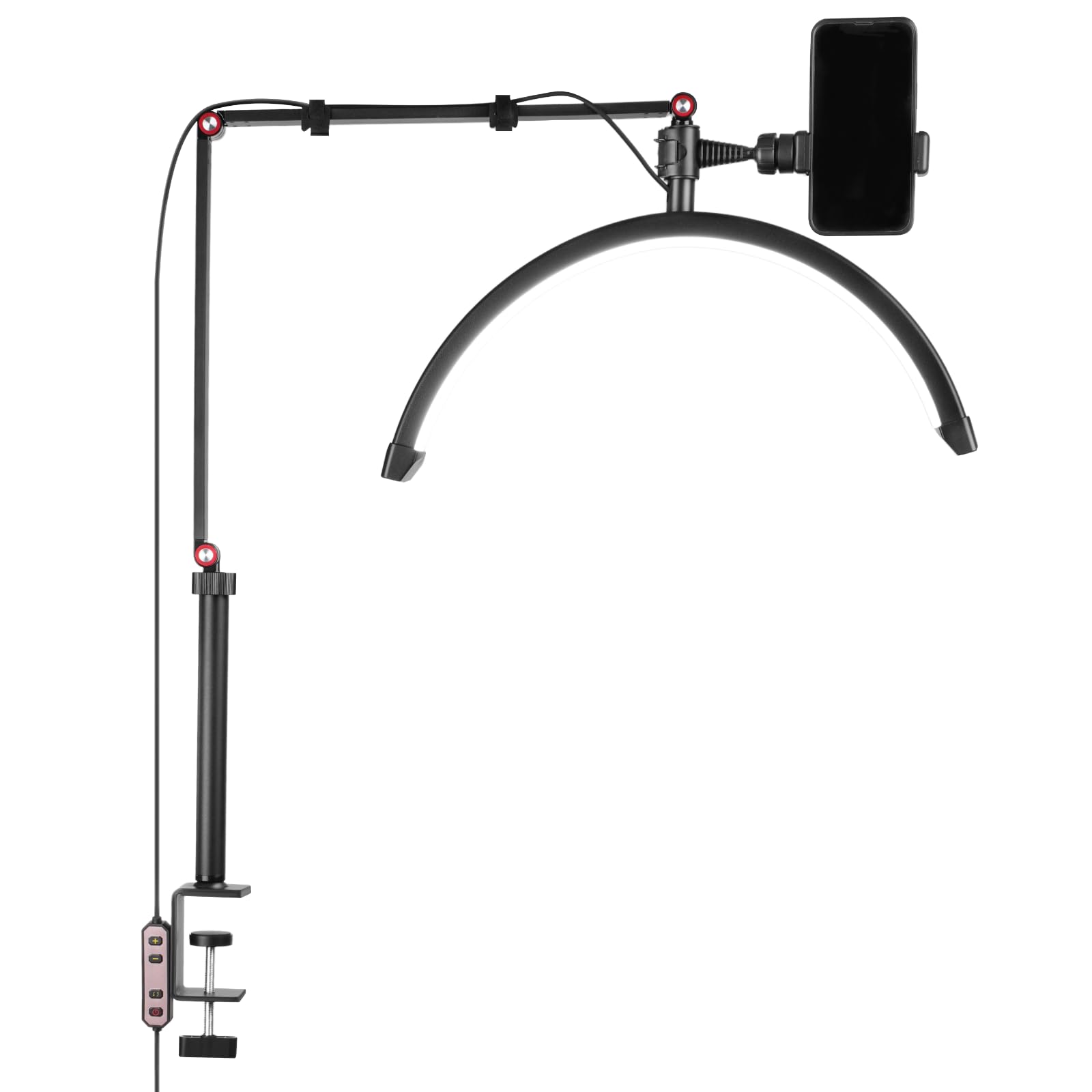 Dolltobe Lash Light, Eye Care Half Moon Lamp with 3 Color Temperatures and Phone Bracket, 360° Rotating Eyelash Lamp, Beauty Light for Skin-Care Filming Reading