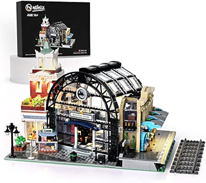 Nifeliz Train Station, Railway Station Display Set, Collectible Building Model Toy for Adult Gift Giving (2,649 Pieces)