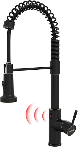 Miniatura 15 de GIMILI Grifo de cocina sin contacto negro y dorado con rociador extraíble, sensor de movimiento, grifo activado manos libres para fregadero de