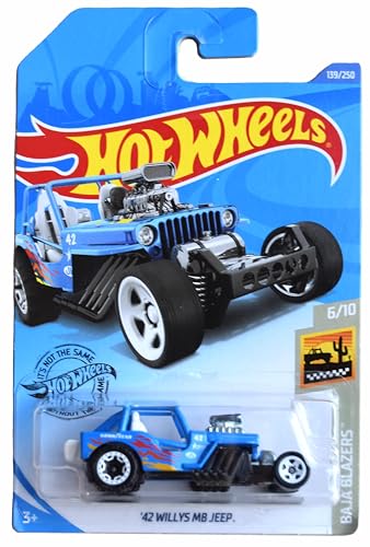 Prodotto in Malesia Hot Wheels \'42 Willys MB Jeep, Baja Blazers 6/10 [Blu] 139/250