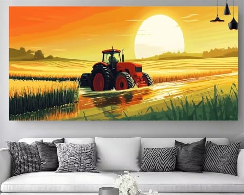 Peinture Diamant Tracteur 5D pour sublimer votre salon avec un paysage XXL