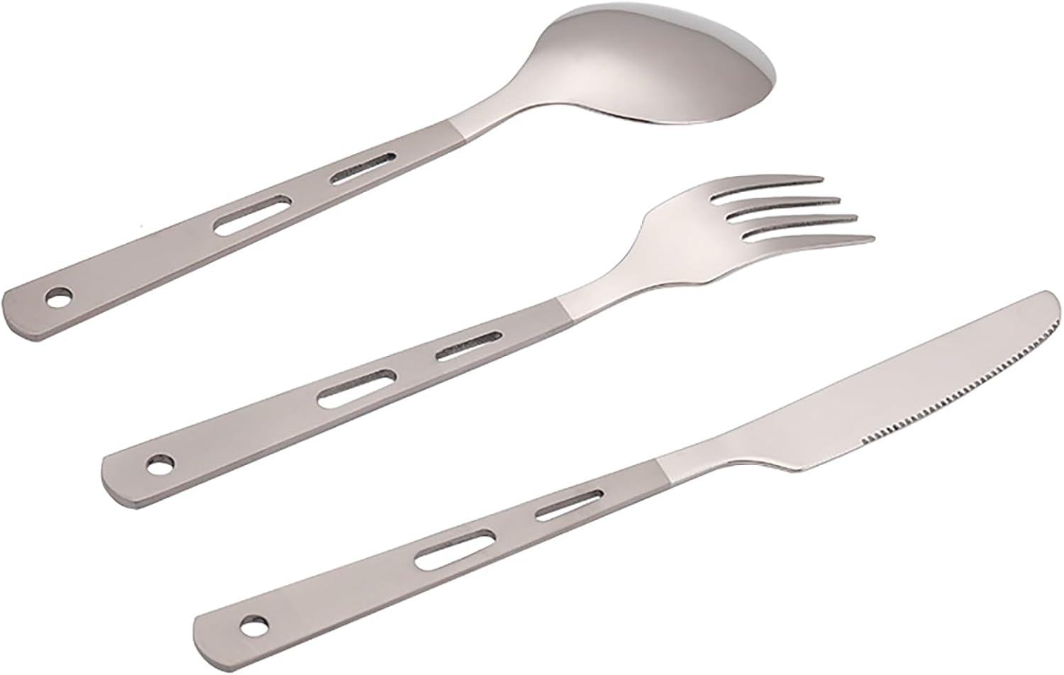 Titanium Flatware Knife Fork Spoon Set Lightweight Ti Camping Utility Cutlery Set with Carrying Bag for Traveling Picnic Hiking