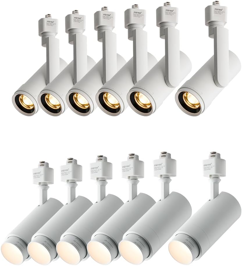 mirrea 12 Pack 5-Color Zoomable LED Track Lighting Heads+5-Color Zoomable H-Type White Track Lighting Heads