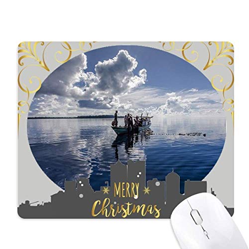 Tapis de souris en caoutchouc Ocean antidérapant avec motif bateau