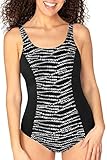 Amoena Damen Reflection Vollmieder Taschen Mastektomie Badeanzug, Elegantes Schwarz/Hellweiß, (38) E