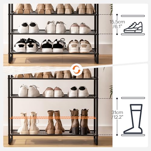 HOOBRO Große Schuhregal, 12-stöckiges Schuhablage, Schuhschrank hoch, für 35-45 Paar Schuhe, Metallrahmen, Industriestil, für Flur… – Ansicht 5