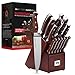 Master Maison 15-Piece Kitchen Knife Set with Block - Knife Set - Stainless Steel Knives with Sharpener and 6 Steak Knives (Walnut)