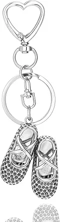 Bag Charm Heart-Shaped Keychain with Ballet Dancer, Bunny Backpack, Ballet Shoes Purse Charms for Handbags 3D Keychain