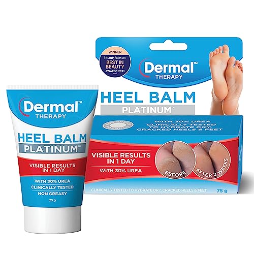 Dermal Therapy Heel Balm Platinum – Australia's Best Heel Balm for Cracked Feet, Foot Cream with Intensive Hydration & Skin Repair, High Urea Content for Extreme Dryness, Visible Results in 1 Day |75g