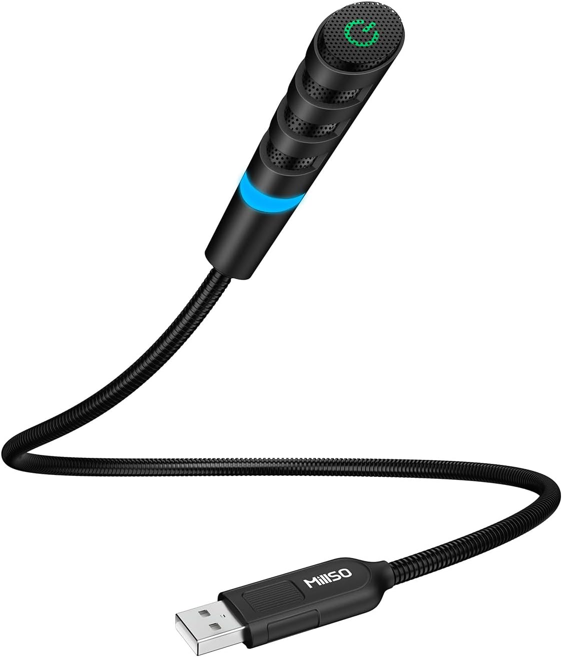 MillSO USB Microphone for PC and Laptop, Portable Gooseneck USB Computer Microphone Mute/Noise Reduction/Omnidirectional External Microphone for YouTube, Streaming, Recording, Gaming