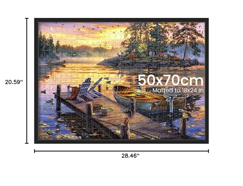 Image of upsimples 19.7x27.6 Puzzle Frame, Display 18x24in with Mat or 50x70cm Without, Wall Hanging 1000 Pieces Puzzles Frames, Black, 1 Pack