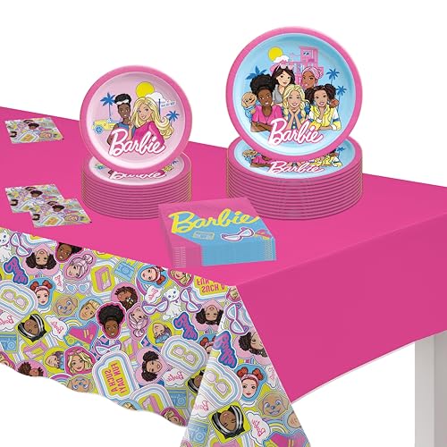 Party City Officially Licensed Mattel Barbie Pre-K/Kindergarten Party Tableware Kit for 8