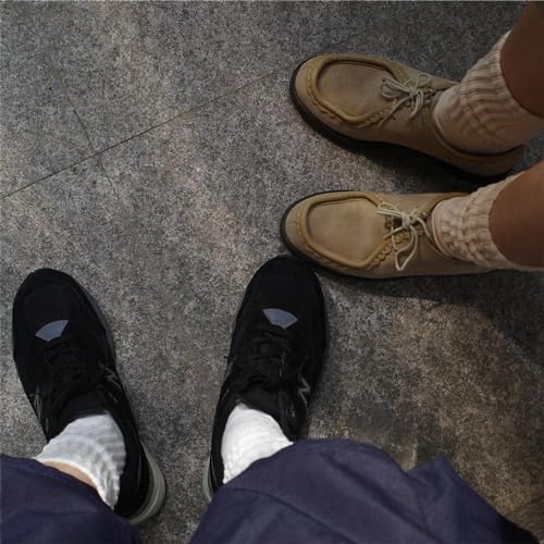 Image of DAUCO 4 Pairs 98% Cotton Socks for Men Women Crew Seamless Fall Slouchy Socks