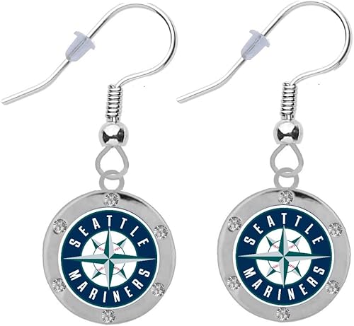 Pendientes redondos de cristal de Seattle, Metal, Diamante de imitación