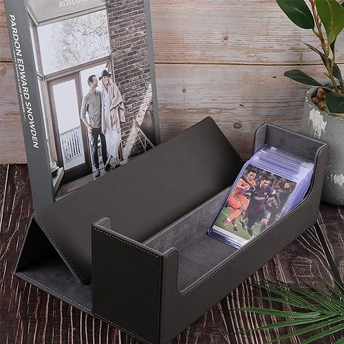 Image of 2 Pcs Card Toploader Storage Trading Cards Holding Box for 400+ Cards Top Loader Storage Boxes for Magic Cards Baseball Cards Trading Cards Card Sleeve Top Loader Collector Case (Black&Gray)