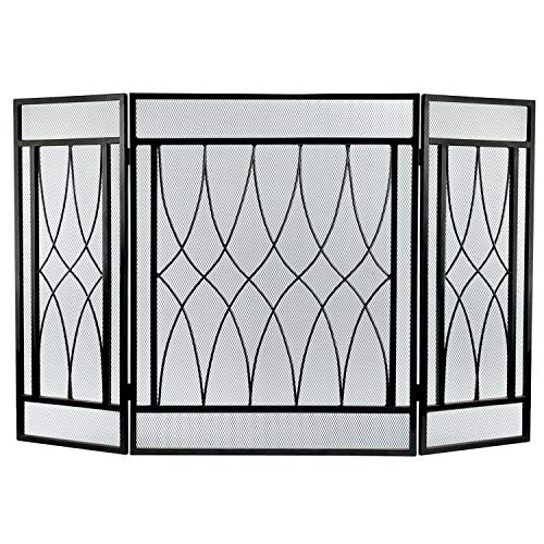 3 Panel Fireplace Screen Fire Place Doors, Wrought Iron Classic Fire Place Gate