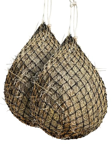 Harrison Howard Slow Feed Hay Net Horse 2 Pcs Horse Feeding Supplies Black 40" Length with 2" Holes