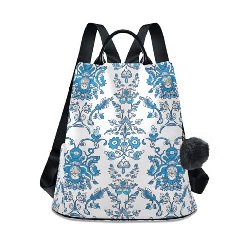 Sac à dos antivol femme bleu roi floral : voyagez l'esprit tranquille avec style