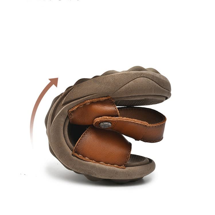 Leather Men's Sandals Outdoor Non-Slip Men's Beach Sandals Shoes Fashion Sneakers(E,45 Code)3