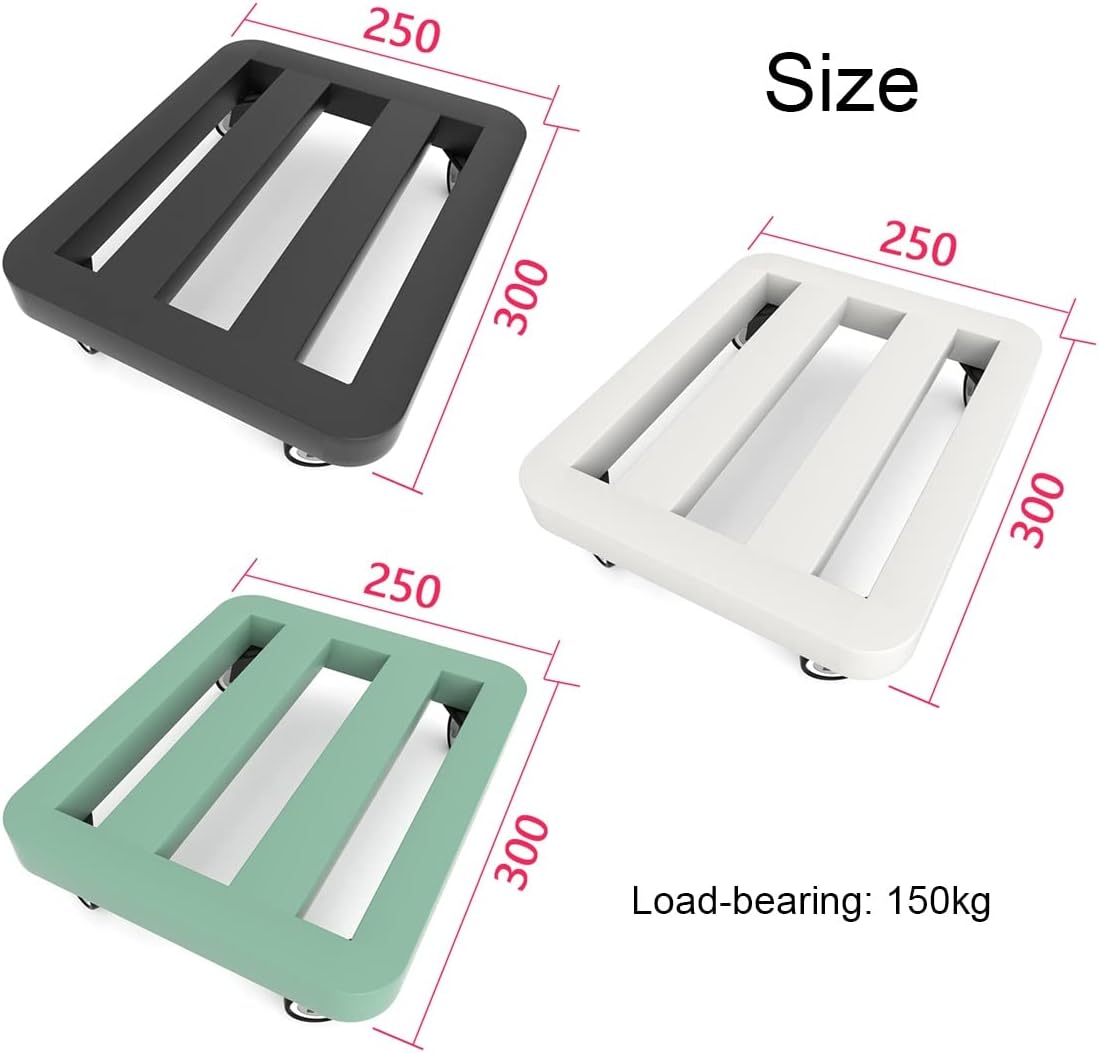 Metal Planter Flower Pot Caddy with Wheels Dolly Holder Indoor Outdoor Planter Trolley Movable Plant Trays Pot Holder Potted Plant Trolley/Black/50 * 60Cm,Green-40 * 50Cm