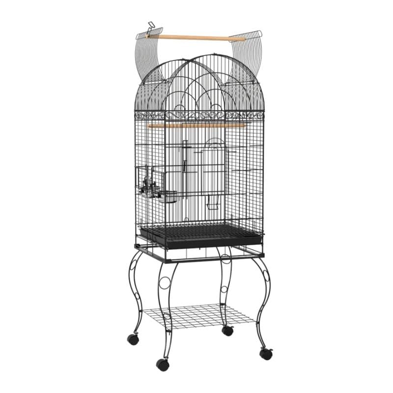 Piumer 3 PAWHUT -Jaula de pajaros con Ruedas - Bandeja Extraible, Rejilla y comederos