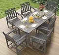 Ciokea HDPE Outdoor Dining Set, 7-Piece Patio Table and Chairs Set with Umbrella Hole, All-Weather Patio Dining Sets for 6, Durable Patio Furniture for Backyard, Garden, Lawn & Poolside, Grey