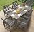 HDPE Outdoor Dining Set 7-Piece Outdoor Table and Chairs with Umbrella Hole, All-Weather Patio Dining Set for 6, Durable Patio Furniture Set for Backyard, Garden, Lawn & Poolside, Grey