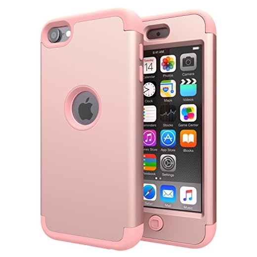 SLMY 4326521808 iPod Touch 6 Case,iPod Touch 5 Case,(TM) Heavy Duty High Impact Armor Case Cover Protective Case for Apple iPod Touch 5 6th Generation (Rose Gold)