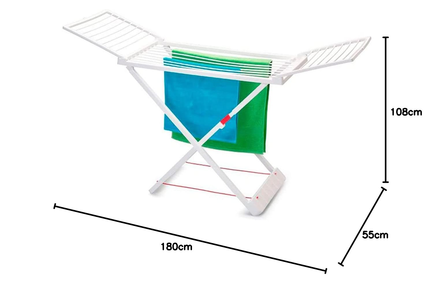 PlasticForte Tendedero Plegable y Extendible para Balcón, 20 m de Tendido con Pinzas, Gran Capacidad, Ligero y Resistente al Sol, Fácil de Transportar, Bloqueo de Seguridad, Blanco