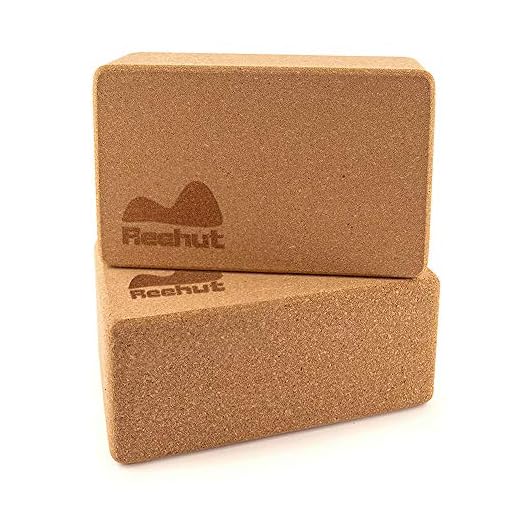 REEHUT Naturlig kork yoga block yoga pilates balans och flexibilitet (2 st)