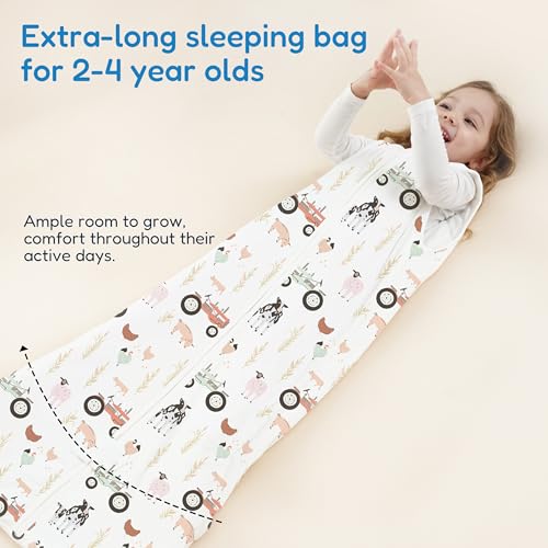 Image of TotAha 1.0 TOG Toddler Sleep Sack 2T-3T-4T for Girls Boys, Buttery Soft Sleeping Sacks with 2-way Safe Zipper, Premium All Season Sleep Bag, Farm