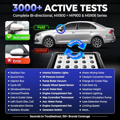 Autel MaxiCheck MX900 Bidirectional Scanner: 2026 OBDII Scan Tool as MK900 MK900BT MK900-BT, 8in Up of MaxiCOM MK808S MX808S MK808BT PRO, CAN FD DoIP, 3K+ Active Tests, 40+ Services, All Systems, FCA