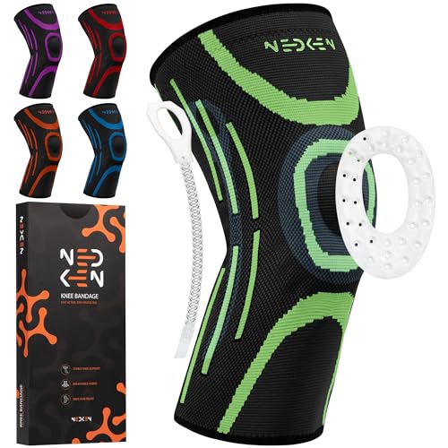 NeDKeN Tutore Ginocchio – Ginocchiera Sportiva Elastica per Menisco Lesionato e Legamenti – Supporto Ortopedico, Fascia a Compressione per Stabilità, Protezione e Recupero (Verde, L)
