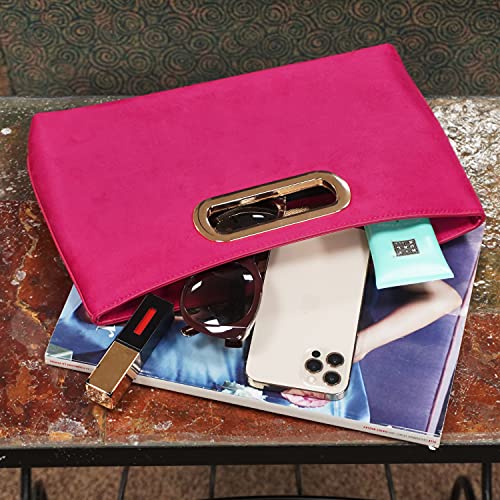 Image of Top Handle Faux Suede Clutch