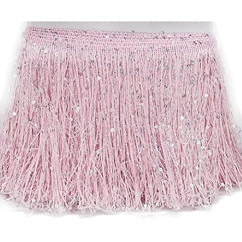 Yalulu 2 Meters Pink Sequins Fringe Trim Cover