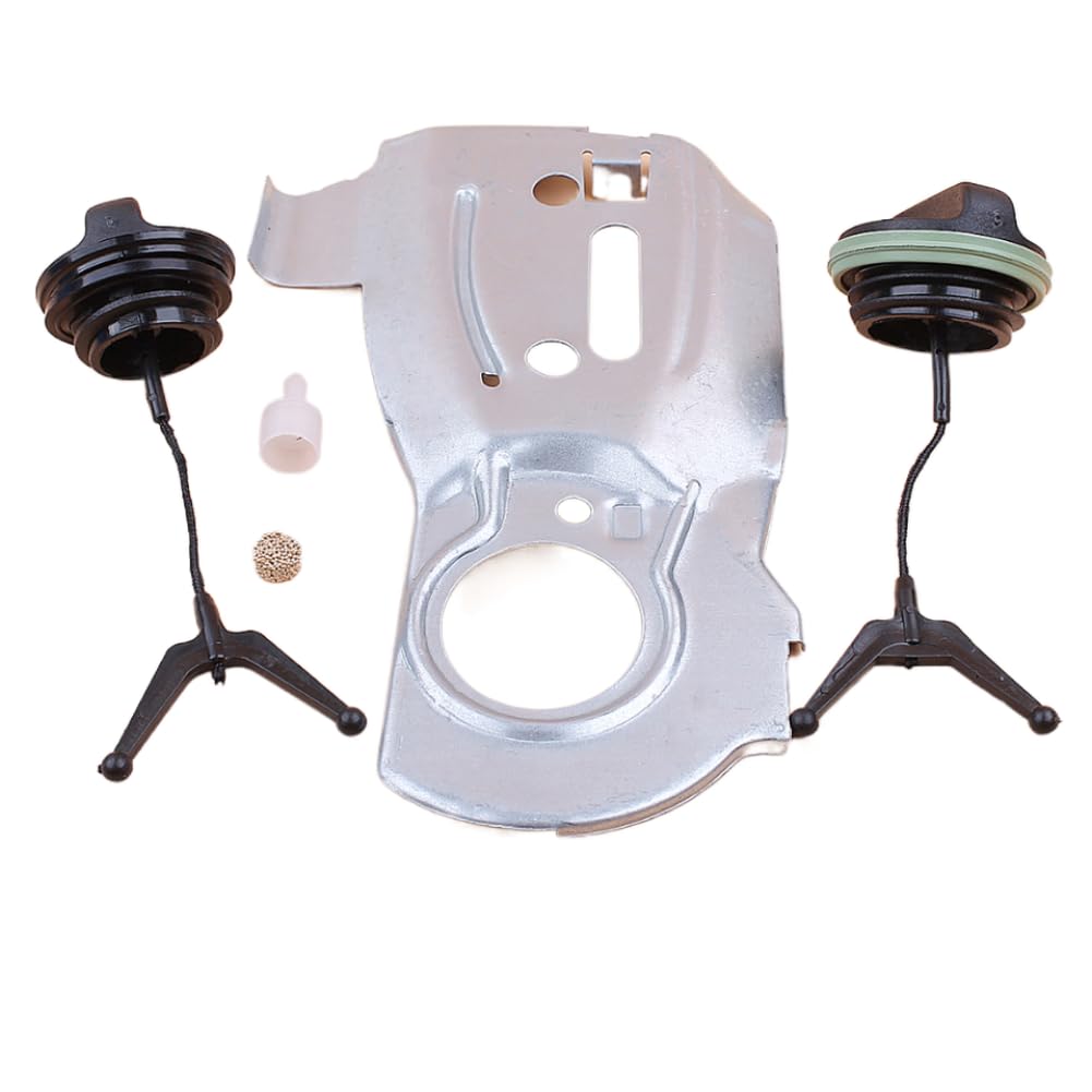 Kit de tapa de aceite de combustible con respiradero de ventilación de tanque de placa de bomba de aceite Compatible con modelos de motosierra 340 345 350 2150 2145 2141