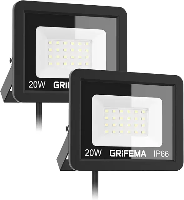 GRIFEMA Projecteur LED Extérieur 20W, Lot de 2 - Lampe LED Exterieur
