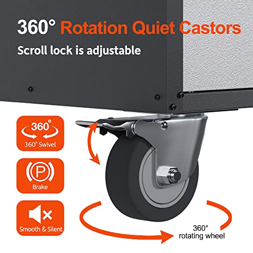 Aobabo Tool Rolling Garage Storage Cabinet, 35.43'' Tall, Locking Metal Storage Cabinet With Wheels, Lockable Tool Storage Cabinet, Assembly Required, Black&Gray #TOP5