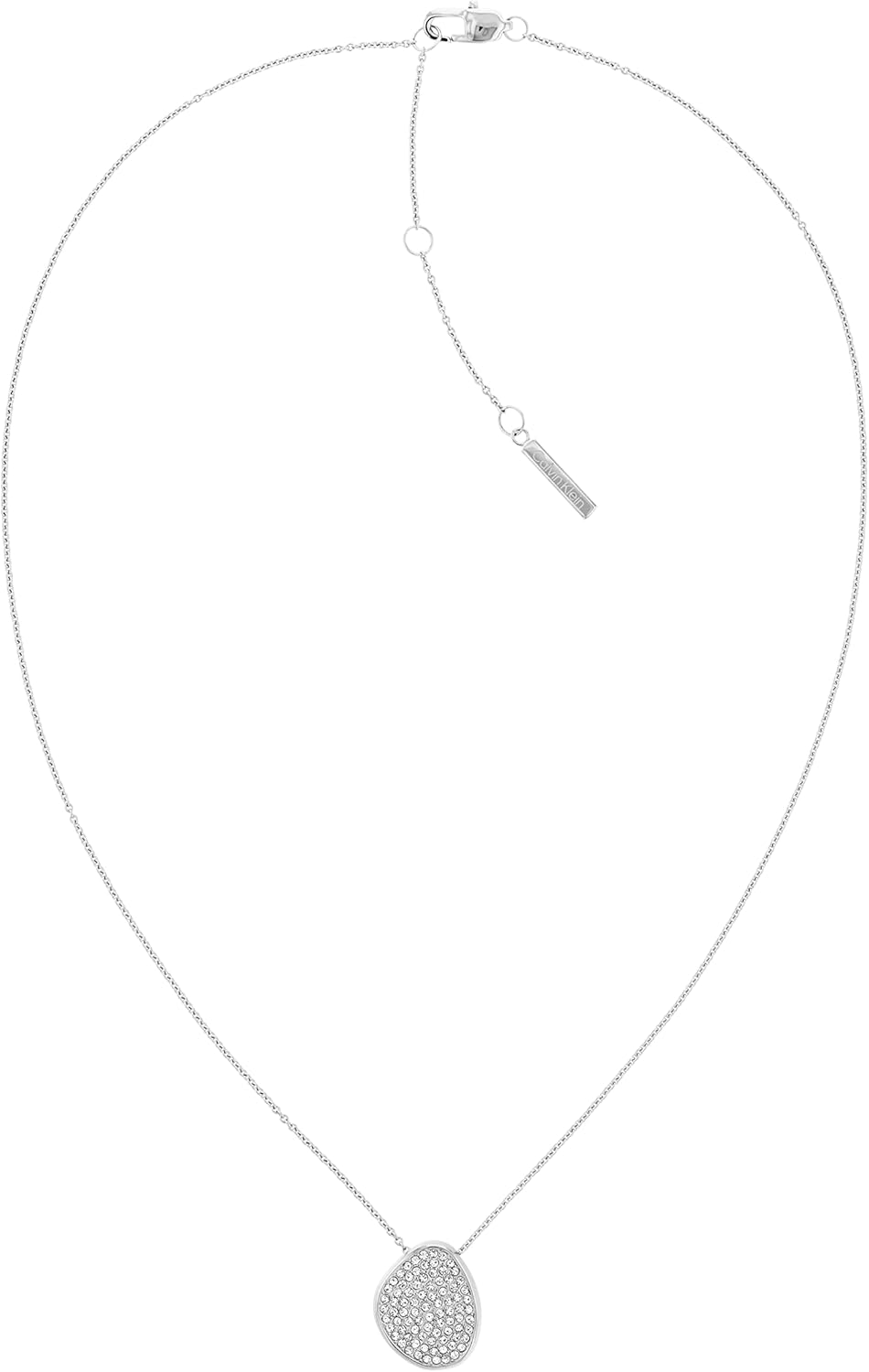 Calvin Klein Women's Stainless Steel Necklace with Crystals: Sculptural Silhouette with Dual-Sided Design