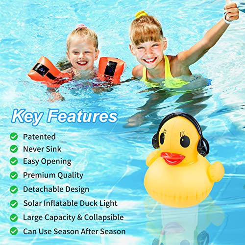 DeeprBetter Pool Chlorine Floater,Solar Inflatable Duck Floating Pool Chorine Dispenser for Pool,Chlorine Tablet Floater for 3 inch Tab,Pool Chemical Dispenser,Anti-Sinking Pool Chlorinator Floater
