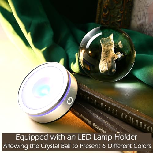 Image of IFOLAINA 3D Cat Crystal Ball Cat Lover Gifts for Women 3D Cat Figurines Home Decor Cat Collectibles Snow Globes Gift for Girl Cat Lamp for Bedroom Unique Cat Gifts for Her