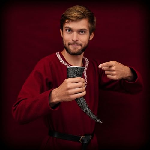 Miniatura 10 de Mythrojan Jarra Viking Buffalo Horn Mug para cerveza, Mead con taza de whisky gratis