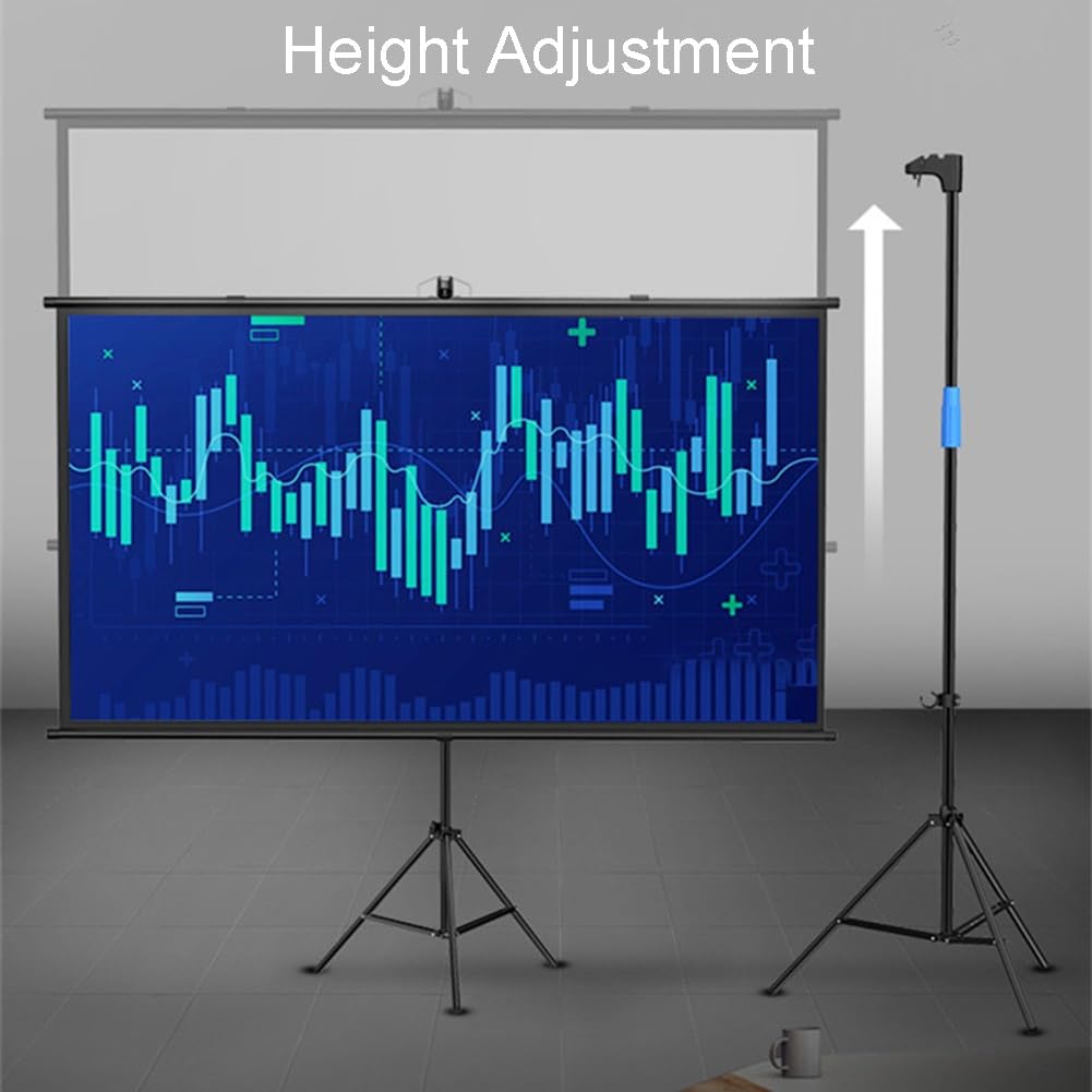 Écran de Projection Portable sur Pied, 60/72 Pouces, avec trépied, Enroulable, for intérieur et extérieur(72 inch)