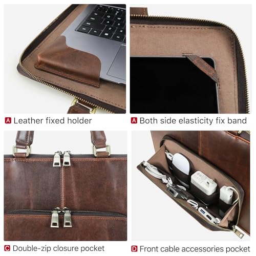 Sac ordinateur portable 14 pouces cuir homme porte-documents d'affaires A4