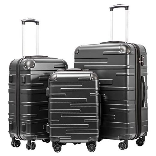 Coolife Luggage Expandable(only 28") Suitcase 3 Piece Set with TSA Lock Spinner 20in24in28in (reg grey)