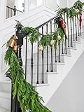15FT Christmas Garland Norfolk Pine Garland Realistic Faux Cedar Garland Christmas Decorations for Indoor Outdoor Table Mantle Wall Fireplace Xmas Decor