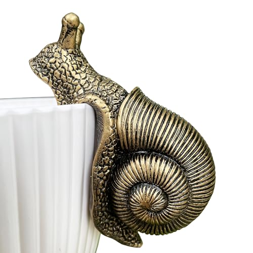 JARPSIRY Vintage Bronce Escalada Caracol Estatua Maceta y jarrón Hugger Miniatura Hada Jardín Terrario Decoración Resina Arte Patio Césped Patio Adornos Valla al Aire Libre Decoraciones