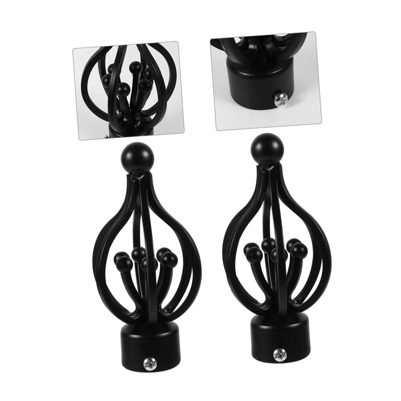 Pommeau de Cage Torsadée pour Tringle à Rideaux 28mm, Fer, 4 Pièces