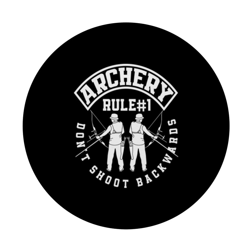 Archery Rule Don't Shoot Backwards Archer Bow Hunter PopSockets Swappable PopGrip, Black - Image 3