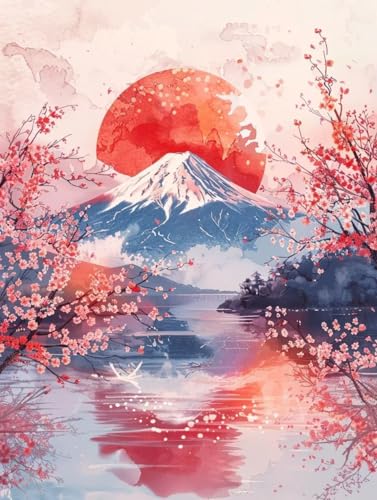 Peinture Numéro Adulte Mont Fuji et Coucher de Soleil 60x80cm